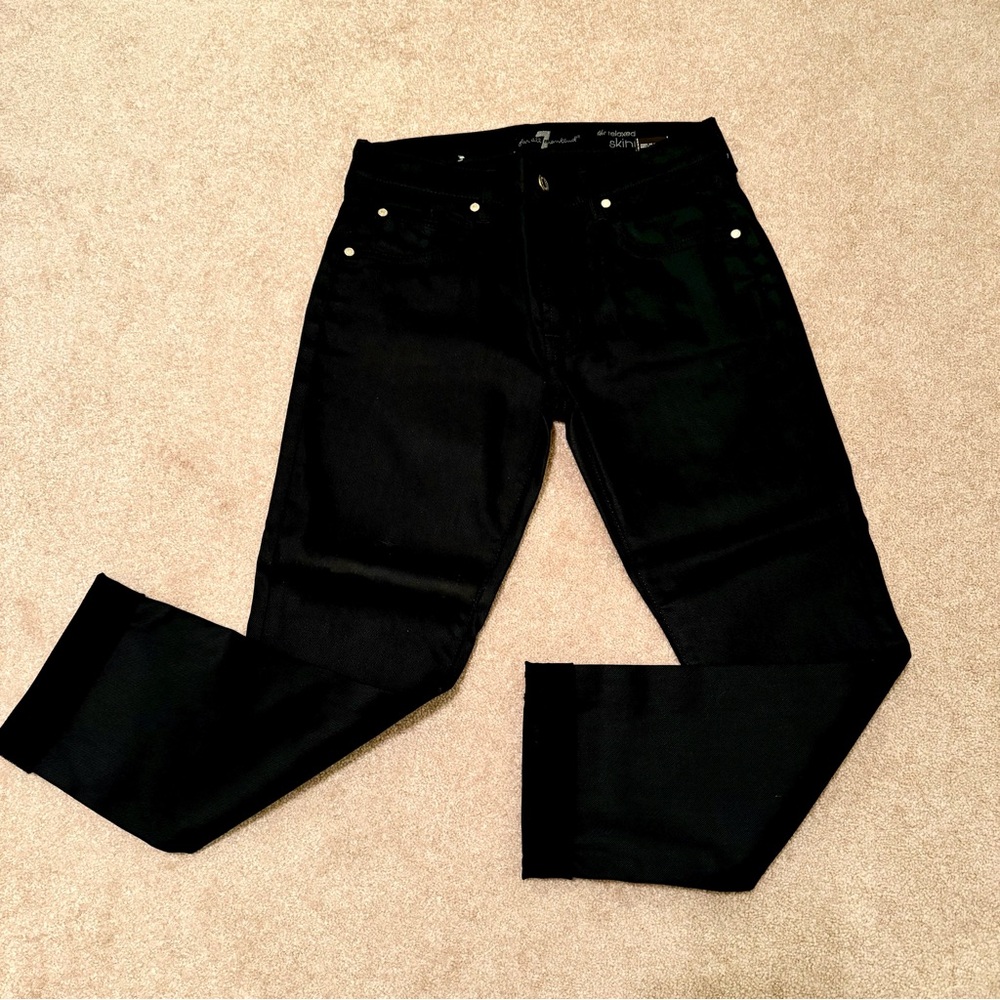 7 For All Mankind relaxed skinny black jeans size 28